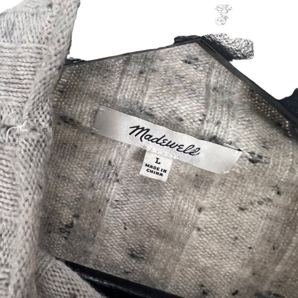 Madewell Grey Donegal Evercrest Long Sleeve Turtleneck Wool Blend Top Large - Picture 3 of 8